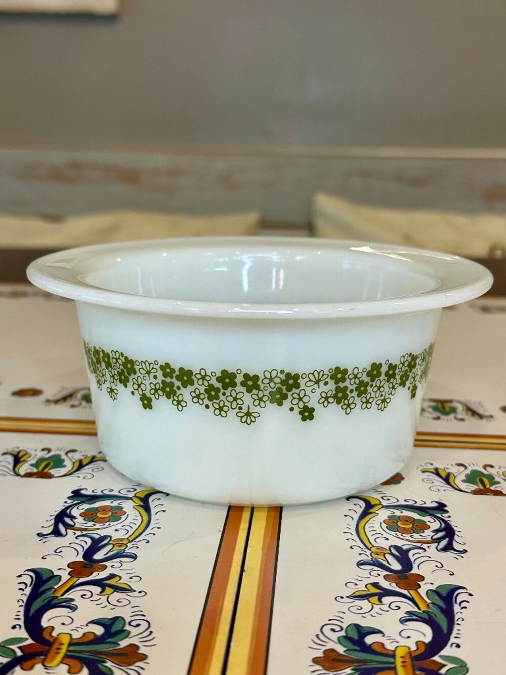vintage Pyrex butter bowl - "Spring Blossom Green" aka "Crazy Daisy" (no lid)
